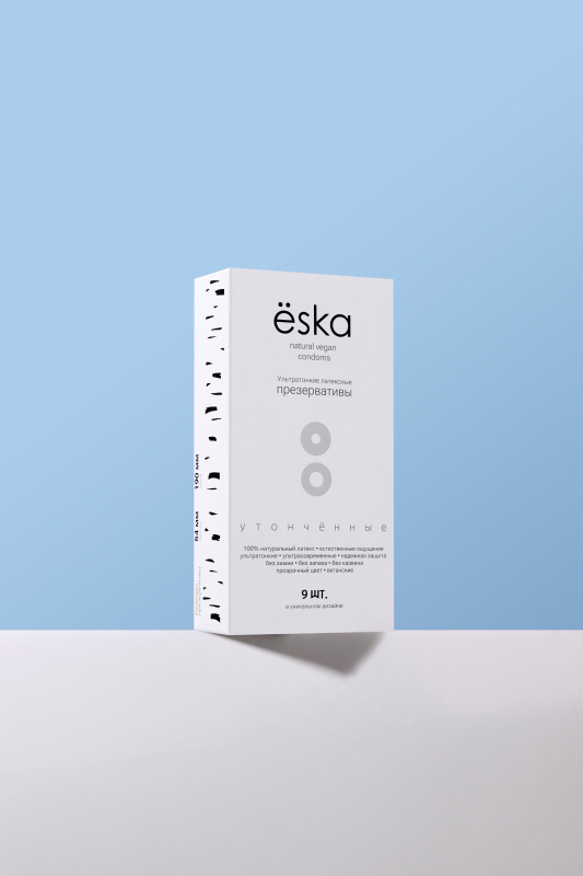 Ультратонкие латексные презервативы 54мм, ёska утонченные, 9 шт