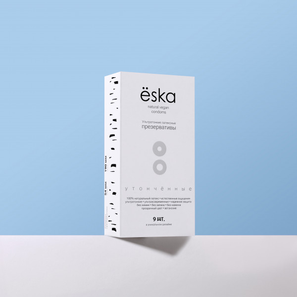 Ультратонкие латексные презервативы 54мм, ёska утонченные, 9 шт